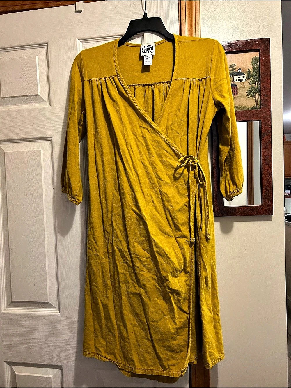 Prairie Underground Yellow Wrap Midi Dress Size Small Like New